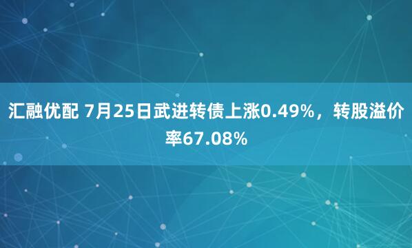 汇融优配 7月25日武进转债上涨0.49%，转股溢价率67.08%